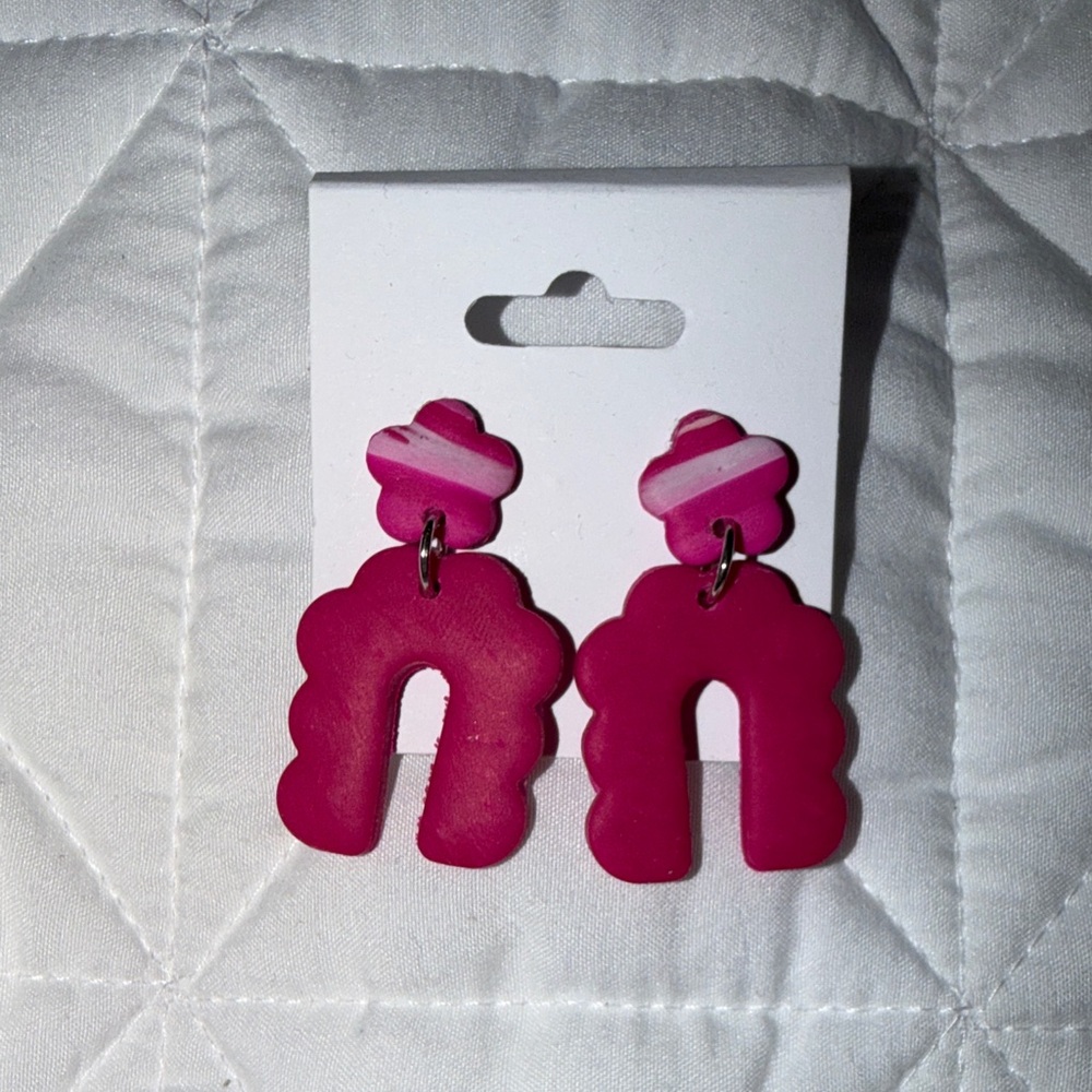 Pink Arch Statement Earrings